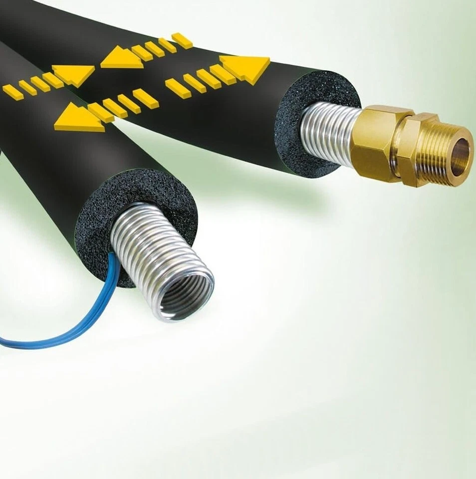 10 m  Edelstahlwellrohr Solarleitung Solarrohr DN 20 mit Isolierung + Fittings - Bild 2 von 2