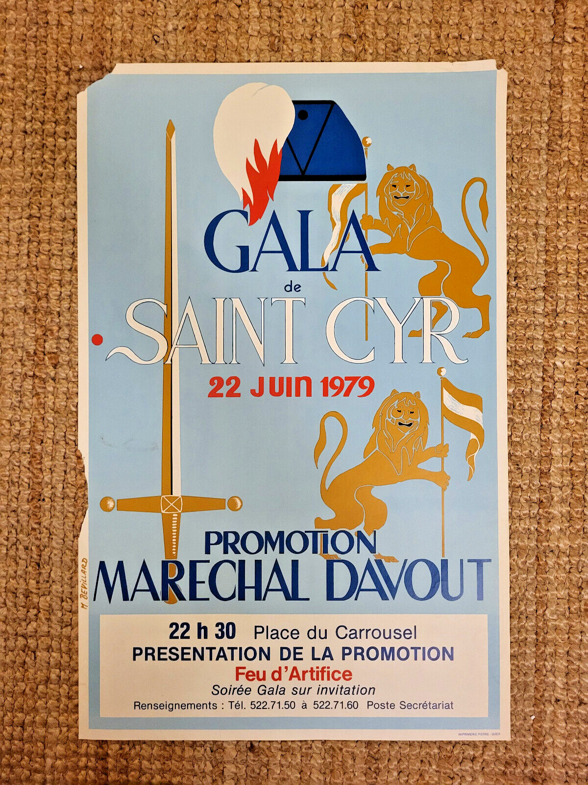 GALA DE SAINT CYR - PROMO DAVOUT - BEVILLARD - AFFICHE ORIGINALE - RARE - 1979 image 2