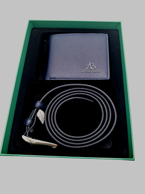 Box Kunstleder Geldbörse und Gürtel Herren Blau Antonio Basile
