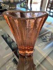 Fire & Light Aurora Recycled Art Glass Vase -Copper Orange Color -Signed -9"