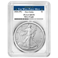 Presale - 2026 (W) $1 1-oz American Silver Eagle PCGS MS70 FS West Point Label