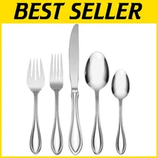 Understated Beaded Border Silverware Set, Service for 4