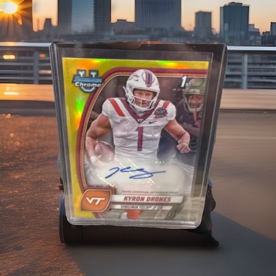 2024 Bowman U Chrome Kyron Drones Prospect Autographs Yellow Refractor #/75