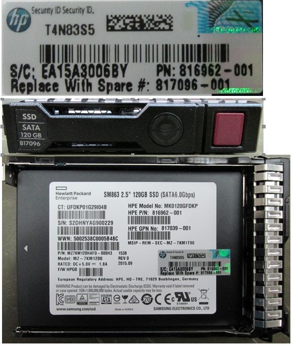 Hewlett Packard Enterprise 817096-001-RFB 120GB Hot Plug SSD Sata Interf