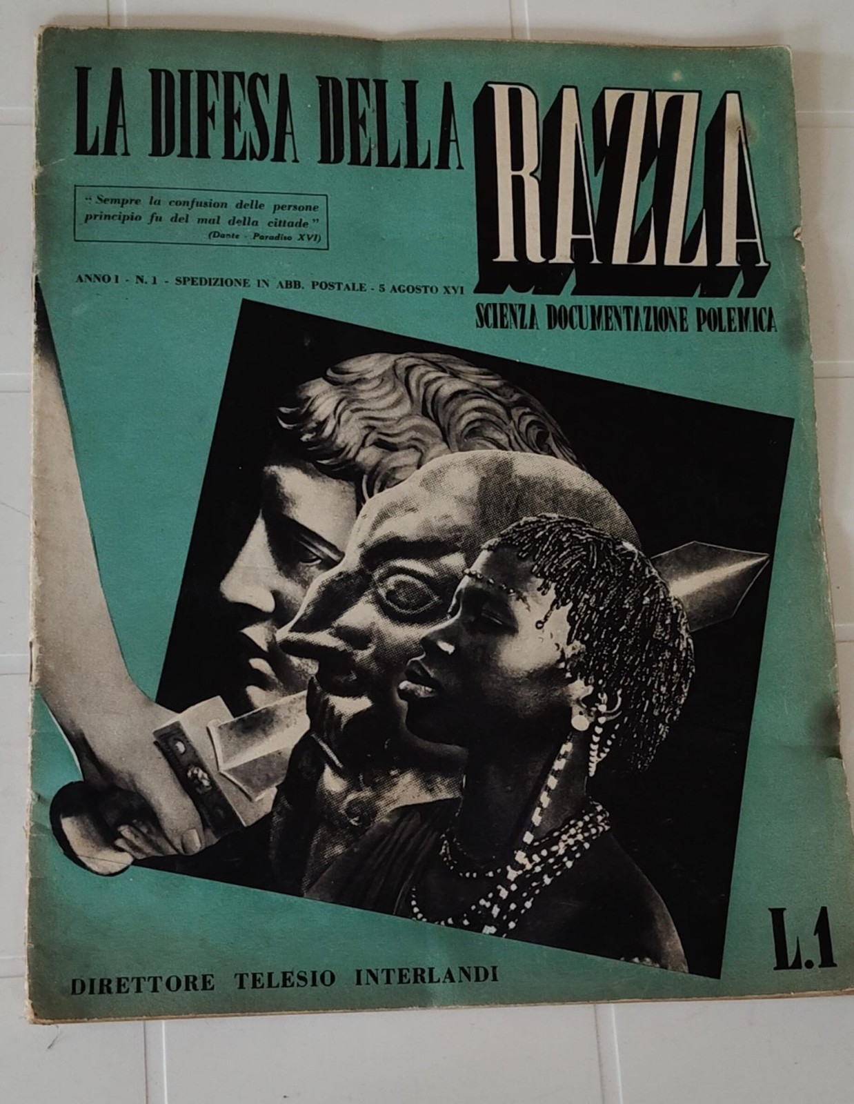 La Difesa della Razza 1938 N.1/6ANNATA COMPLETA 1° Anno Raro Lotto Da Collezione