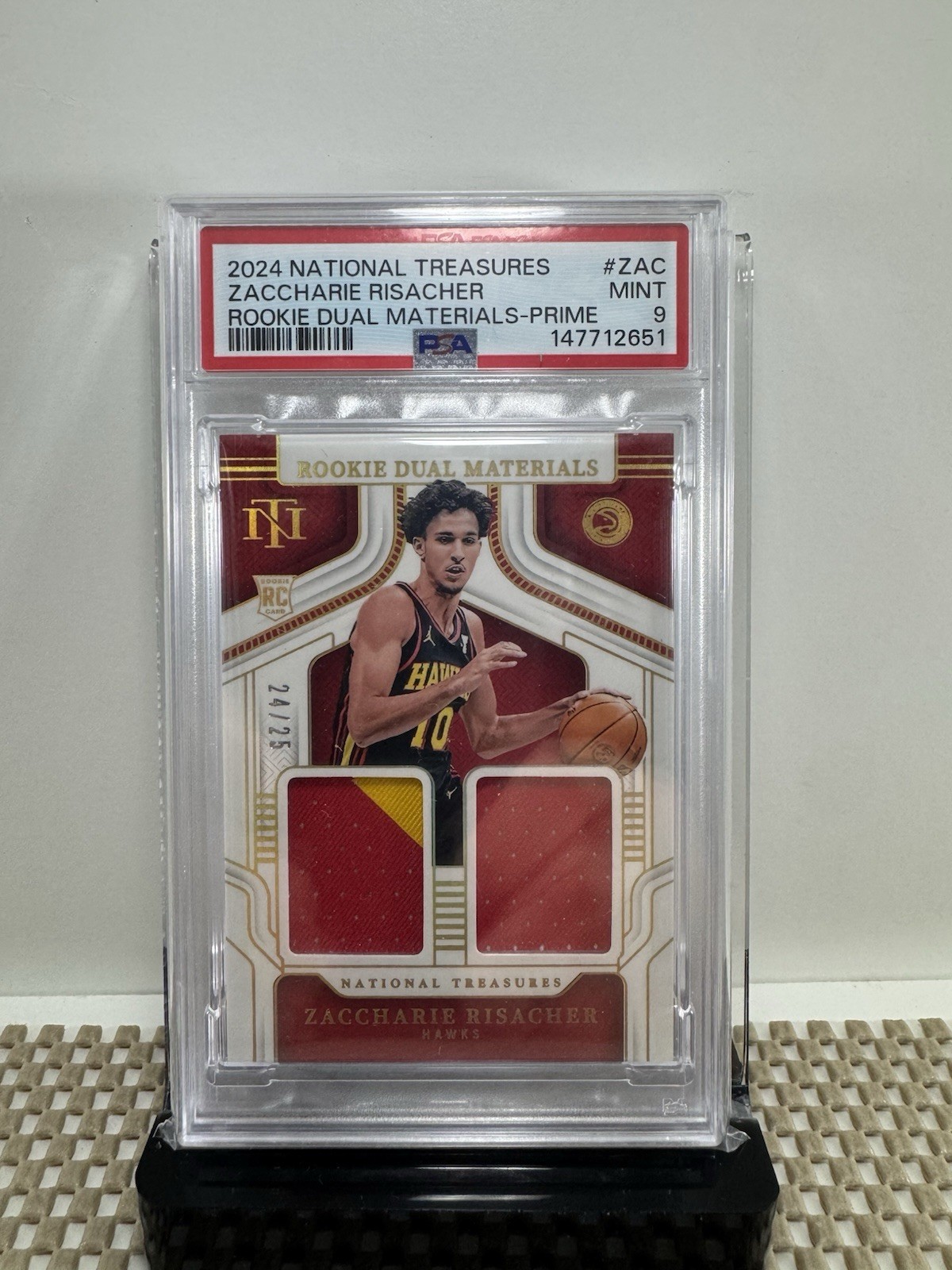 Panini 2024-25 National Treasures Zaccharie Risacher RDM-ZAC Prime /25 RC MEM
