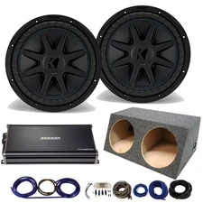 Kicker 44CVX122 CompVX Subwoofers with 43CXA18001 Amplifier & Sealed Sub Box