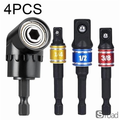 Flexible Drill Bit Extension Set, 105° Right Angle Adapter Magnetic Hex Shank