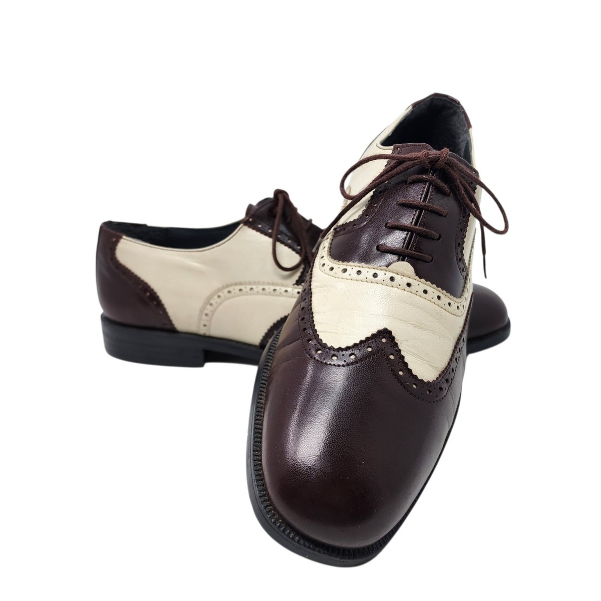 Vintage Stacy Adams Spectator Wingtip Oxford Shoe 10 Brown 