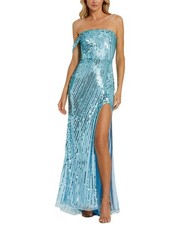 Mac Duggal Mesh Sequin Gown Women's