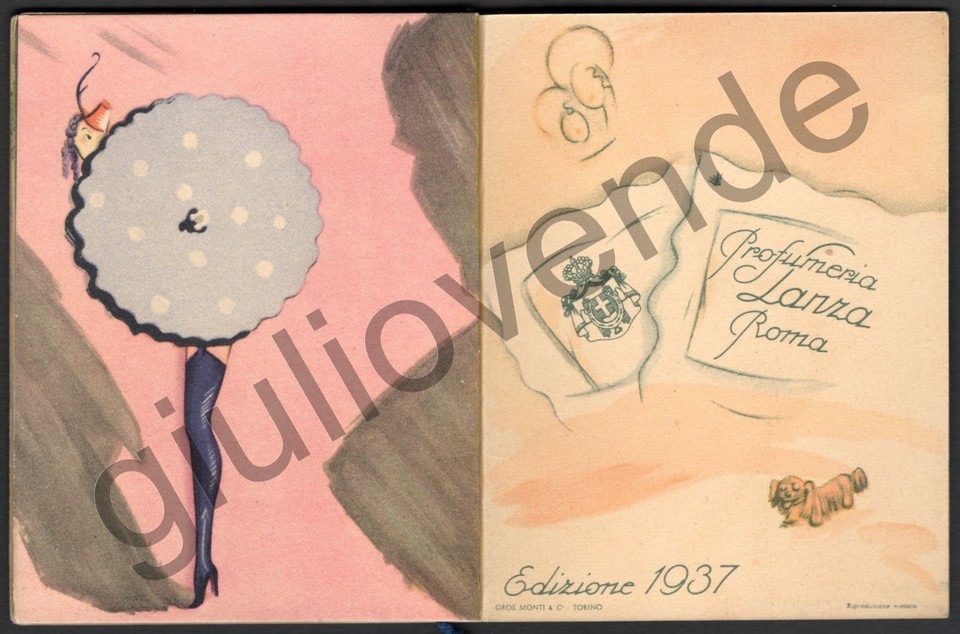 Calendarietto - 1937 - Profumeria Lanza (Roma) + custodia / Art Deco ...