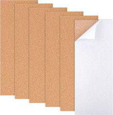 ZYFC 6 Sheets 35 X 14 Cm Natural Cork Pinboard, Rectangle Cork Board Tiles with 