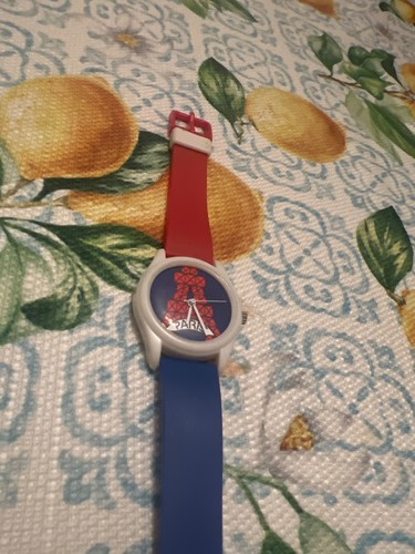 Vintage Kinder Paris Uhr - Tour Eiffel Paris - rot weiß blau Kunststoffband 9" - Bild 2 von 7