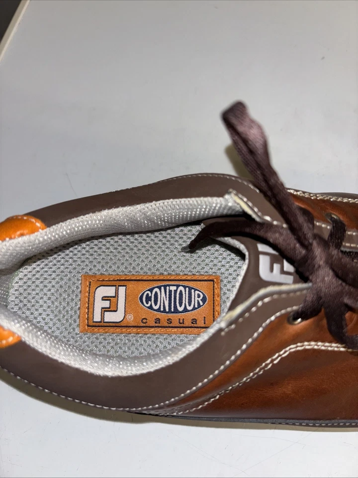 Footjoy Men’s 12M Brown  And Orange  Turf Shoes Worn Twice - Image 2 of 4