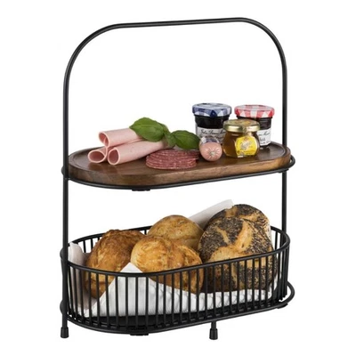 Buffetkorb Für Hotel 2 Etagen Aus Schwarzem Metall 31x17x37,5h cm - APS - Bar - Bild 1 von 4
