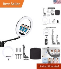 25 '' Ring Light Wall Mount with Phone Holder, Rotatable Triangle Boom Arm Ov...