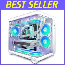 White Mid Tower PC Case with Full View Tempered Glass