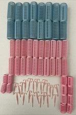 Vtg Lot Of 48 Pink Blue Hair Rollers 2.5 and 22 T-shaped Curler Pins