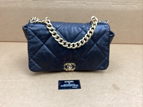 CHANEL Flap Bag 19 Maxi Black Quilted Leather READ DESCRIPTION!!