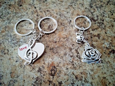 Romance Love Heart Music Symbol Metal Alloy Keychain