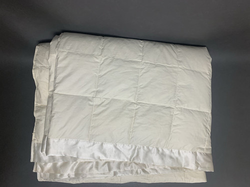 Woolrich DOWN Comforter Light Weight Quilted Cream Brule Satin Trim KING