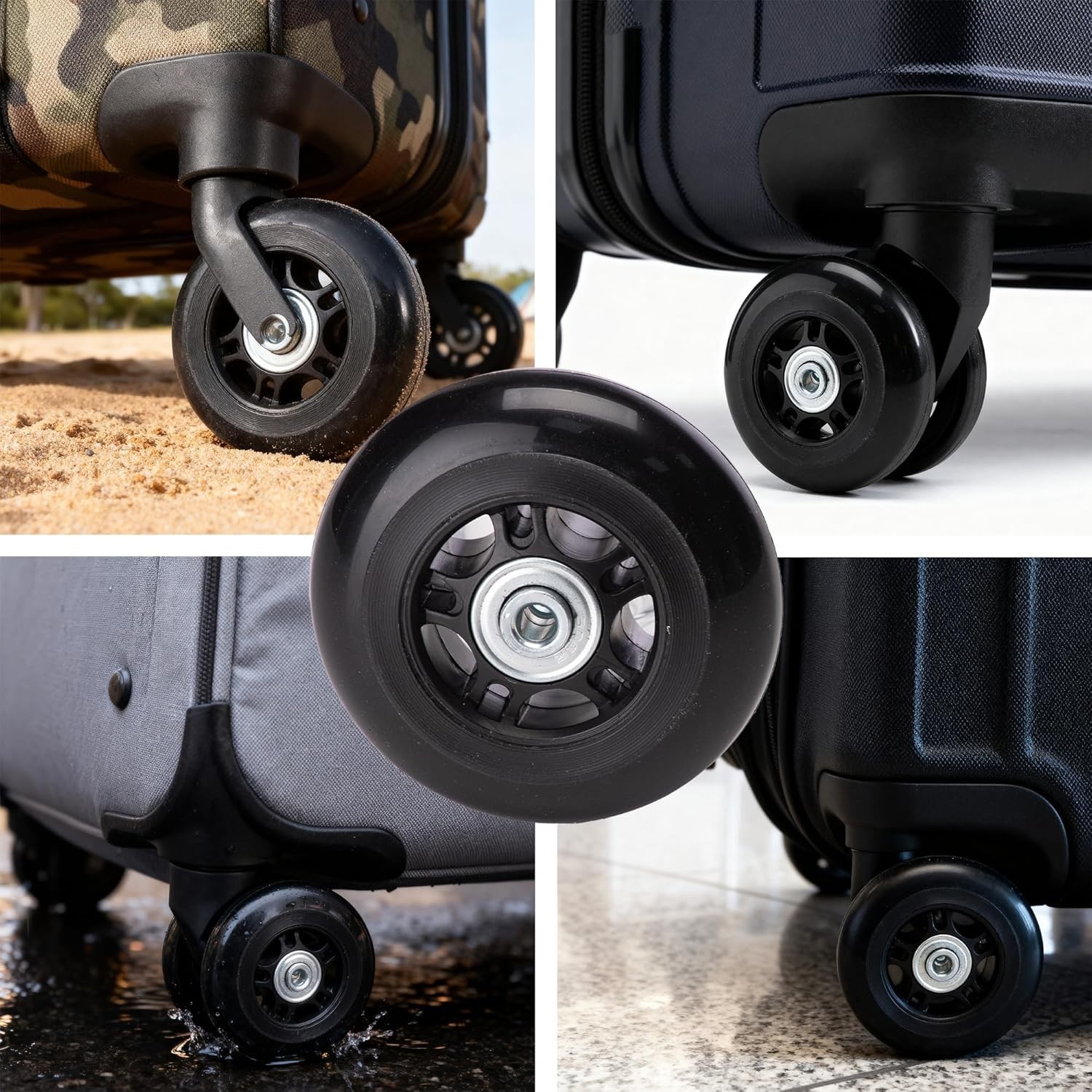 2Pcs Luggage Wheels Replacements Kit, 70X24Mm Rubber Suitcase Wheels Replacement