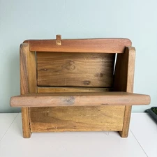 Vintage Wooden Sewing Box with Handle & Lid – Mid Century Wood Storage Caddy