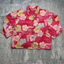 Carolina Colours Club Pink Floral Button Down Blazer Jacket Plus Size 26 Casual