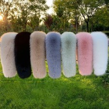 Women Faux Fox Fur Collar Furry Fur Shawl For Winter Coat Hood Decorations Wraps