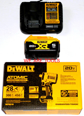 Dewalt Kit DCF921B 20V Atomic 1/2'' Impact Wrench, 1) 5.0 Ah Battery, Charger