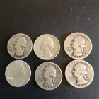 Lot Of 6 Washington 90% Silver Quarters 1.086 Troy Ounces