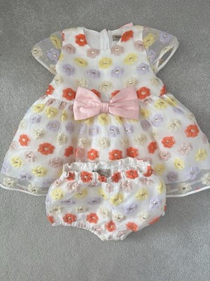 Hucklebones London Baby Mädchen Blumen Anlass Kleid & Unterhose 18M Hochzeit Party