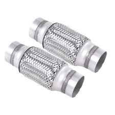 2PCS Exhaust Flex Pipe Stainless Steel Braid 2.25"Inch x 6"Inch w/Ends 8"Inch...