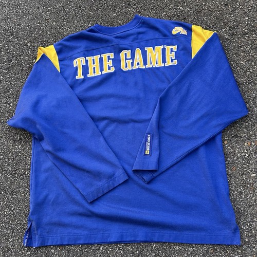 NIKE AIR x VINTAGE The Game Jersey Blue Gold Yellow Size Large L - Picture 2 of 5