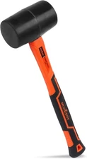 Rubber Mallet Hammer Fiberglass Handle 16 oz Black