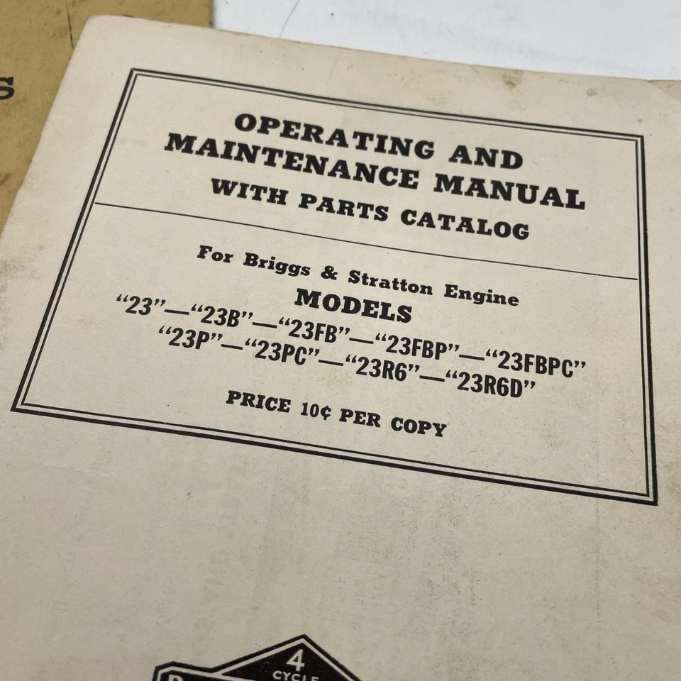Briggs & Stratton Model 23 23B Engine Operators Parts Maintenance Manual - Image 2 of 4