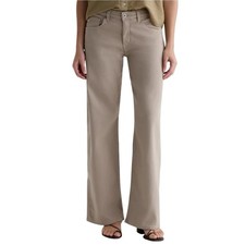 Ag Adriano Goldschmied Womens Size 31 Simple Taupe Adria Low Rise Wide Leg Jeans