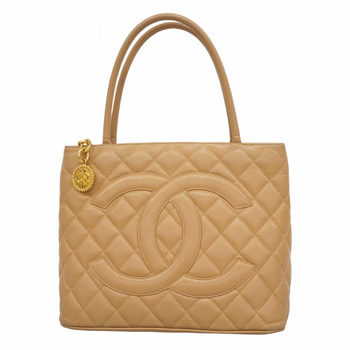 CHANEL Reissue Tote Bag Caviar Leather Beige Gold Hardware Preowned