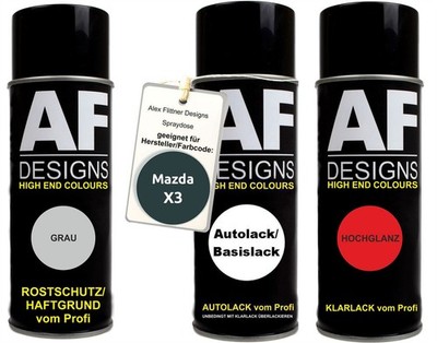 Spraydose Set für Mazda X3 Basil Green Metallic Autolack Klarlack Grundierung Sp