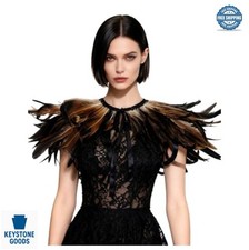 Women Feather Cape Shawl Real Feather Gothic Vampire Witch Costume Halloween