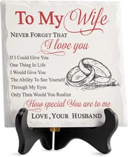 Gifts for Wife from Husband Romantic Ceramic I Love You Gifts Plaque for Wife Bi