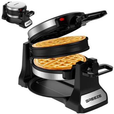 Double Belgian Waffle Maker, 1400W, Nonstick, Stainless Steel, Removable Drip Tr