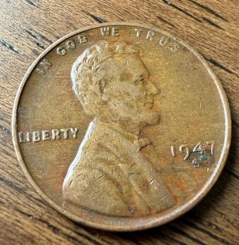 **ERROR**NO “T” IN TRUST****1947-S Lincoln Wheat Cent Bronze Coin