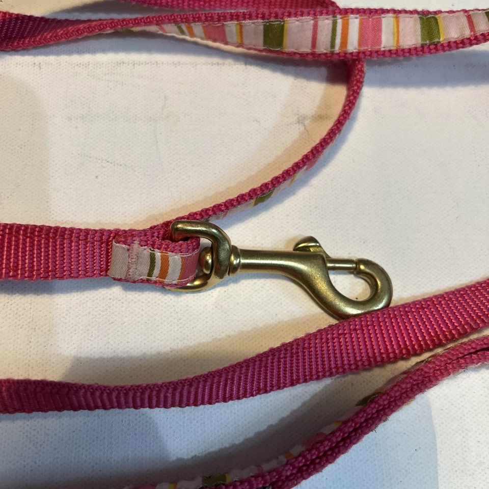 Up Country Dog Leash with D-ring Pink Striped Made In USA 5 Foot Lead - Image 2 of 4