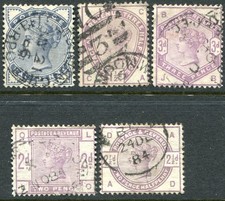 (626) VERY GOOD LIGHTLY USED SET QV 1884 LOW VALUE ISSUE SG187 - SG191