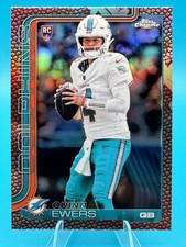 💥2025 Topps Chrome Quinn Ewers Football Leather Refractor Rookie RC Dolphins💥