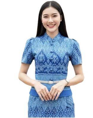 Thai dress Pleated  Skirt Style  Hand Made Thai Tight Fitting  Cotton Print