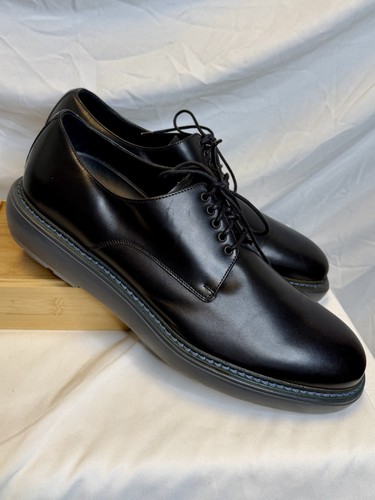 SALVATORE FERRAGAMO Men’s Black Leather Gray Platform Lace-up Oxford Shoes SZ 13