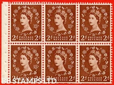 SG. 543l. SB78f. 2d Light Red-Brown. An UNMOUNTED MINT booklet pane of 6. B64171