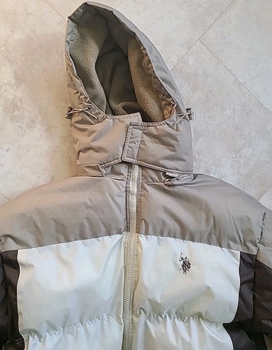 US POLO ASSN Coat Men's XL Tan & Brown Puffer Hood Pockets Winter Jacket Coat - Picture 6 of 14